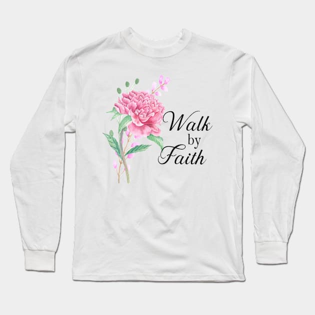 walk by faith bible verse Long Sleeve T-Shirt by LatiendadeAryam